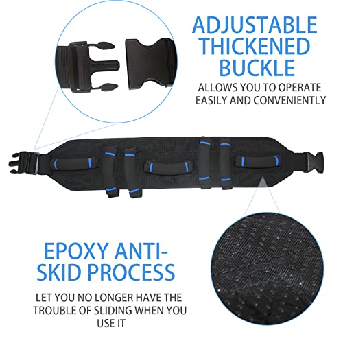 Kkaffe Gait Belts For Seniors With 7 Handles,Back With Anti-Slip Material- Safety Belt For Elderly,Medical Transfer Belt For Lifting/Walking Patients,Over Duty Heavy 250Lb Capacity (Blue) #TOP4