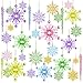 Simgoing 100 Pcs Christmas Colorful Snowflake Ornaments Icicle Pastel Christmas Ornaments Acrylic Colorful Snowflake Pendants for Tree New Year Party Decor