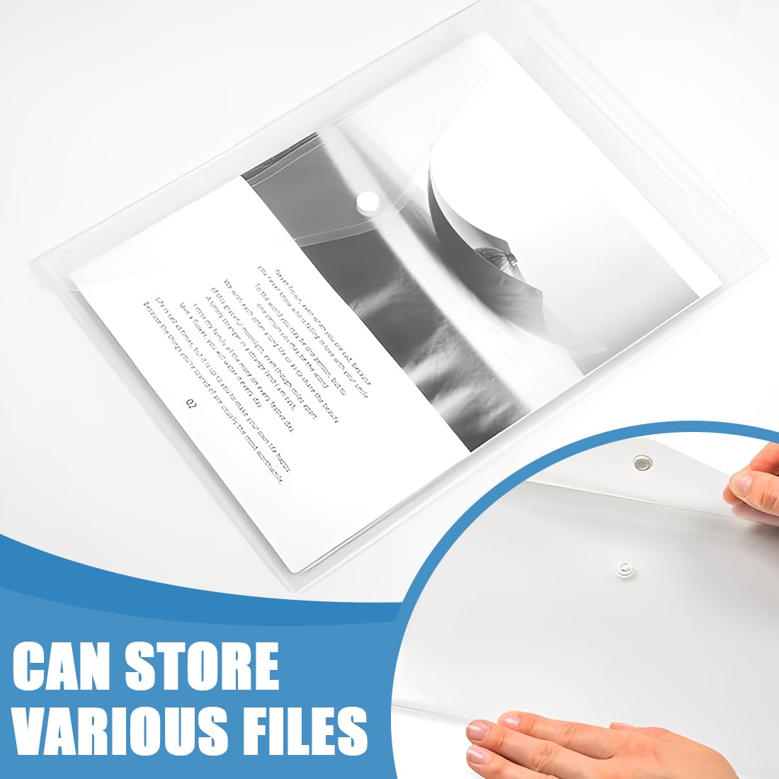 Plastico Transparente Bolsa Archivadoras,Pack 10 Sobres Archivador a5 con Botón Carpetas Portafolios Fundas Organización de Impermeable Folders para Oficina Escolar
