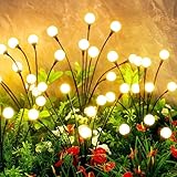 Solar Lights Outdoor(4 Pack,32 LEDs), ASMAD Solar Garden Lights, Outdoor Decorations, Firefly Light for Patio Decor, Big Bulb, Unique Gifts for Women, Gifts for Grandma