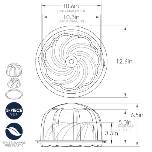 Image of Nordic Ware Formed Swirl Bundt with Keeper, 10 Cup, Twilight Blue