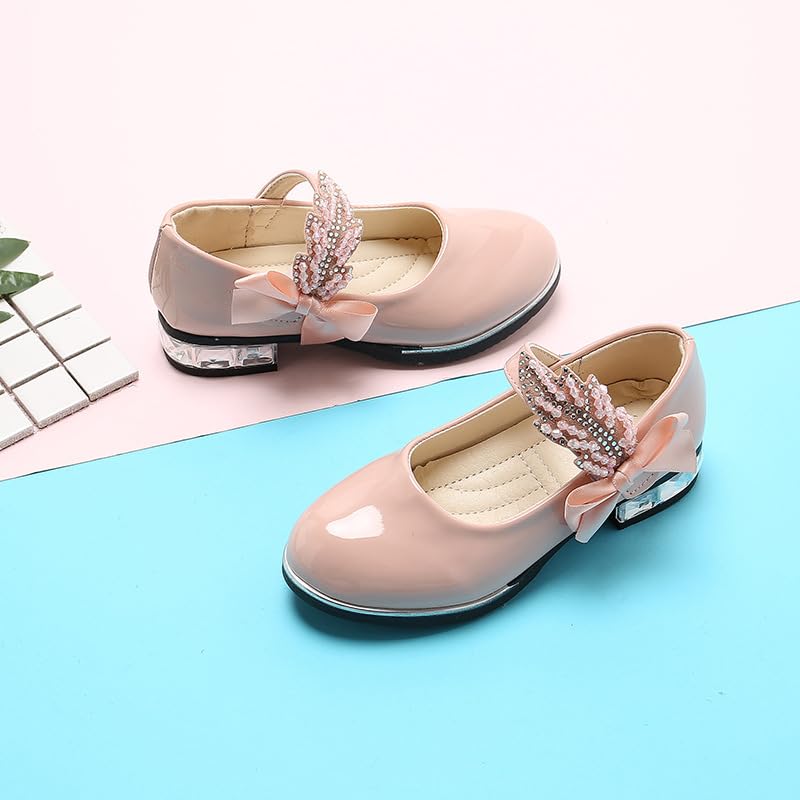 Girls Dress Shoes Low Heel Princess Mary Jane Shoes with Bowknot Little Girls Party Wedding Sandals Hook and Loop4