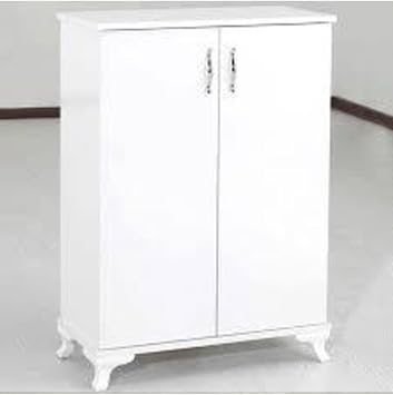 Fashion Wooden Multi-Purpose 2-Lid 3-Shelf Cabinet and Shoe Rack, Kitchen Supply Cabinet - White