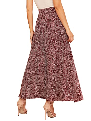 Floerns Women's Boho Elastic Waist Scarf Print Pleated Midi Skirt Multi Ditsy Floral S #TOP1