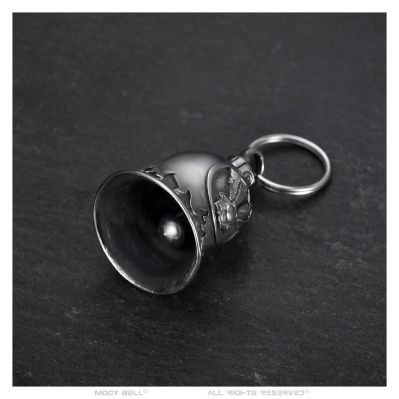BOBIJOO JEWELRY Clochette Moto Saint-Christophe Bonne Route - Acier Inoxydable Noire Titane