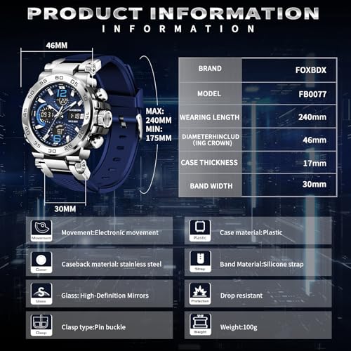 Image of LIGE Quartz Watch for Men Waterproof Big Dial Analog Digital Sport Multifunction LED Backlight Fashion Wristwatches Stopwatch Calendar Men