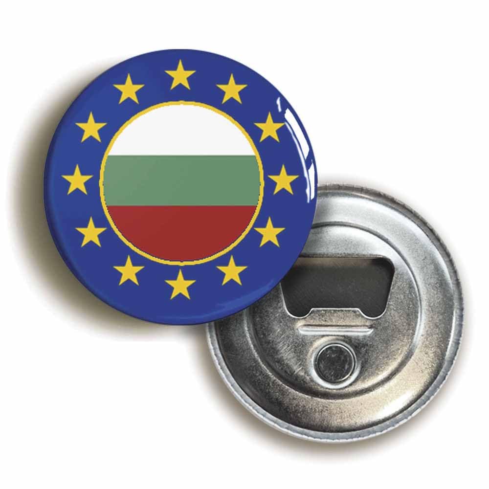 Bulgaria European Union Split Flag Bottle Opener Fridge Magnet (Circular 2.3inch / 59mm Diameter)