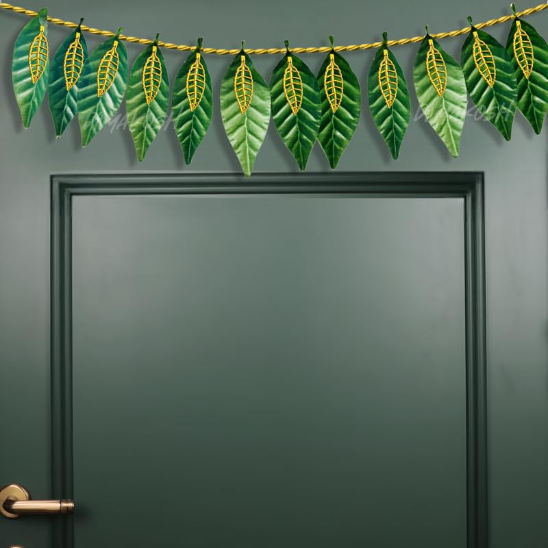 Image of Divyakosh Torans for Entrance, Green Leaf Set of 2, Door Hangings for Home Decoration | Thoranam | Bandhanwar, Toran Size - 38 Inch
