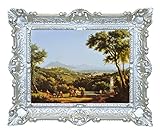 Reproduction imprimée sur papier d'une peinture anonyme de l'école de Posillipo avec la vue du golfe de Naples, le Vésuve et la Reggia di Capodimonte