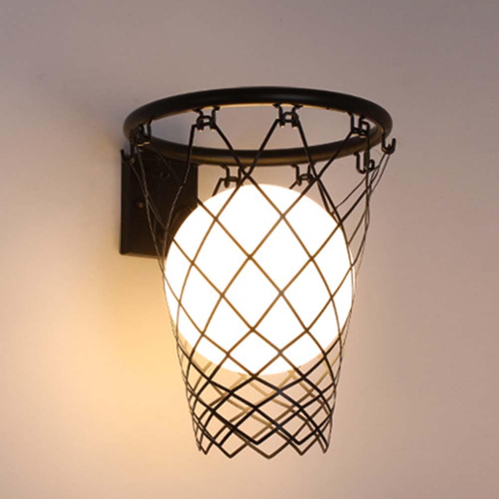 AoLa Lampa śCienna Do Pokoju DziecięCego 12w Led Ball Wall Lamp Nowoczesny Design Kreatywna KoszykóWka Szklany Klosz Lampa łóżKowa Dekoracja śCienna Sypialnia Lampka Nocna DziecięCa Lampa łóżKo,Black