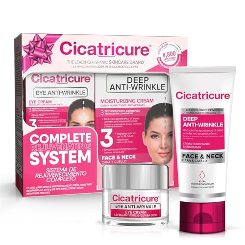 Cicatricure Deep Anti-Wrinkle Kit with Eye Cream and Face & Neck Cream, Wrinkle Cream System with Face Moisturizer and Neck Cream, Daily Care for Wrinkle-Prone Skin, Skincare Gift Set, 2 Count