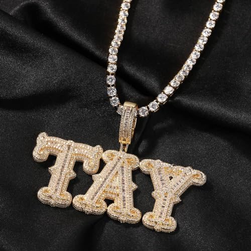 Custom Chain Name Necklace Personalized Letter Pendant Bubble Custom Necklace Iced Out Customized Jewelry Rope Chain for Hip Hop Men Rapper Women4