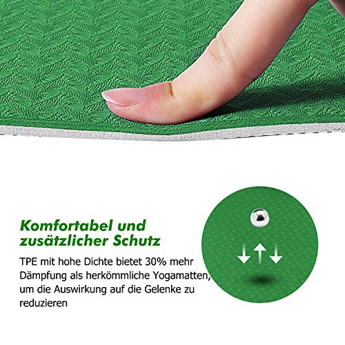 KUYOU Yogamat, gymnastiekmat, antislip, ftalaatvrij, fitnessmat, TPE, hypoallergeen, oefenmat, voor yoga, pilates, fitness, workout en gymnastiek, trainingsmat, 183 cm x 61 cm x 6 mm - Image 6