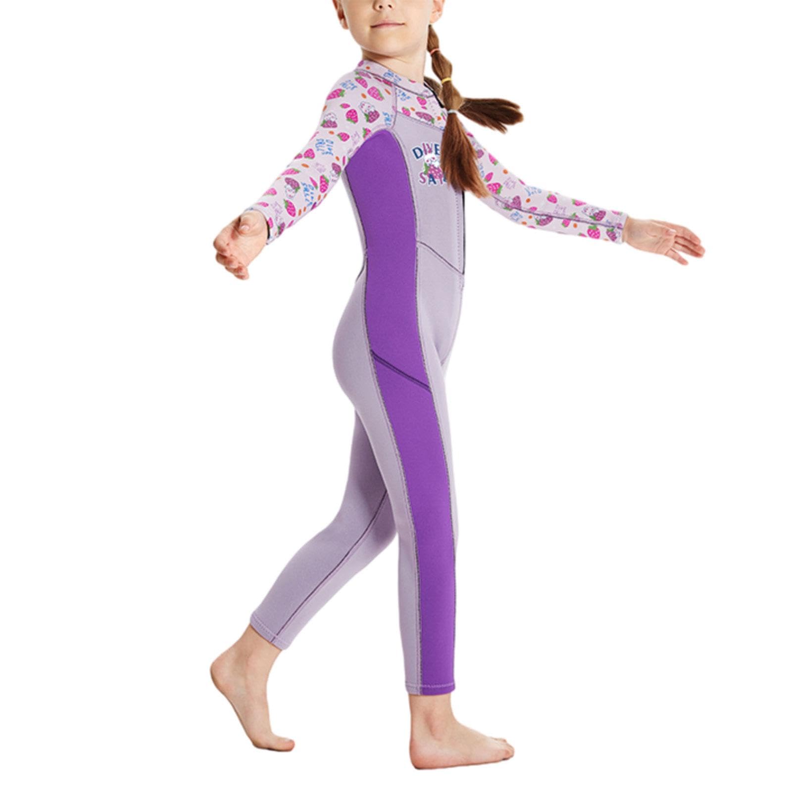 Traje de Neopreno para Niños Y Niñas, Traje de Neopreno de 2 Mm, Traje de Baño Térmico con Cremallera Frontal, Traje Completo para Navegación Subacuát