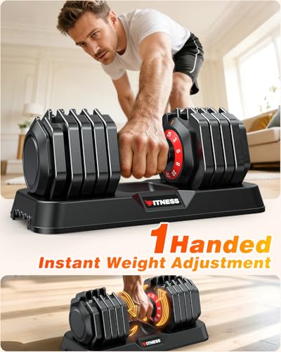 Image of XDDIAS Adjustable Dumbbells Set of 2 for Strength Training, One-Hand Quick Adjust, 25 /55 /80 /90 lbs Options, Anti-Slip Grip Handle, Compact Home Gym Weights for Men Women