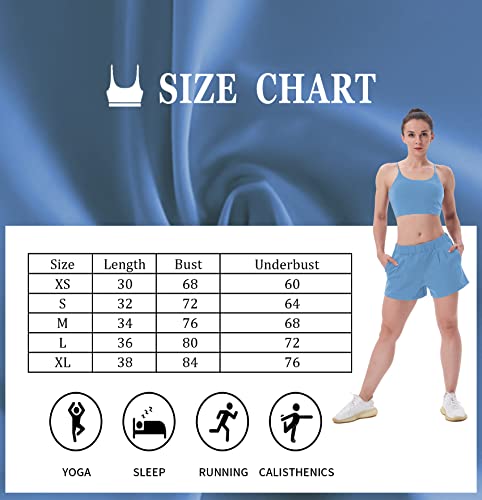Cqc Women's Sports Bra Fitness Workout Running Tank Top Breathable Quick-Dry Sweat-Absorbing Removable Pads Yoga Top Light Blue Xl #TOP5