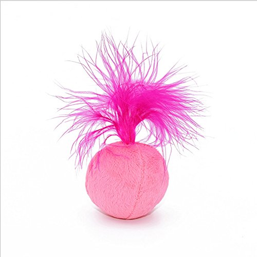 Petfavorites Furry Rattle Ball Cat Toy With Feather And Catnip - Interactive Pom Pom Balls For Cats, Soft And Lightweight, 2 Inch, 3 Pack. #TOP5