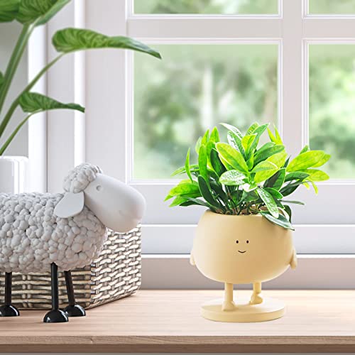 COTYNI Face Pots, Succulent Pots, 5 Inch Head Planters for Indoor Plants Cute Resin Flower Pots with Drainage Hole - Image 2