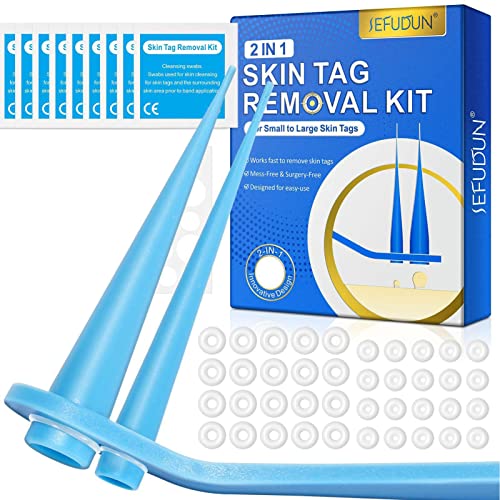 Herramienta De Eliminación De Verrugas, 2 En 1 Skin Tag Remover Kit, Herramienta Correctora De Etiquetas Seguridad Con 40 Elásticos Para Eliminar Etiquetas/Verrugas Cutáneas Tamaño Pequeño Y Grande 2
