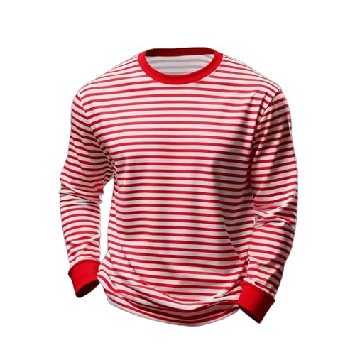 Ringelshirt Herren Rot-Weiss Karneval Breit Gestreiftes T Shirt -...