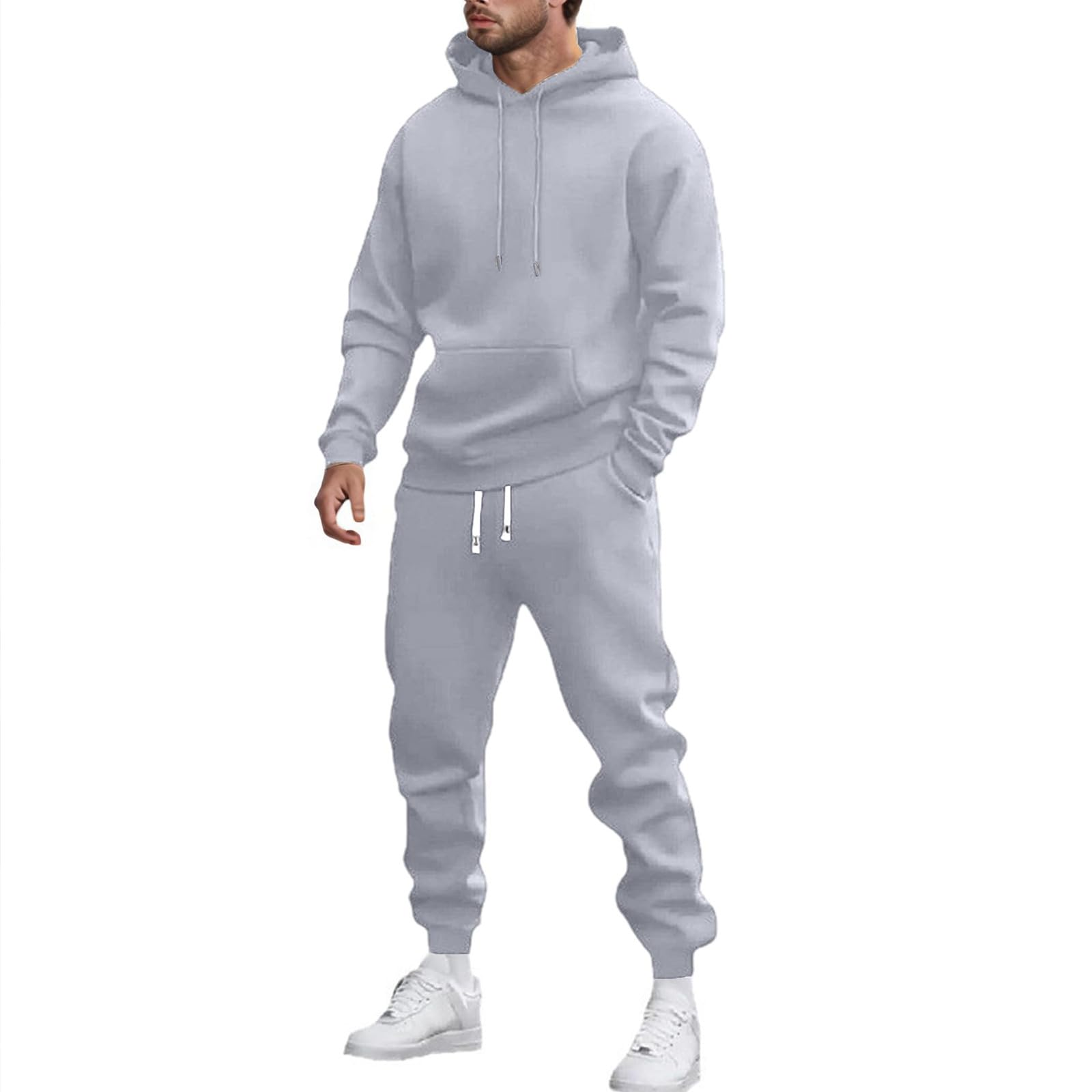 Générique Męskie spodnie dresowe dwuczęściowy zestaw dresowy polar bawełna jesienna casualowa z długim rękawem kieszenie ciepły miękki wygodny trend fitness A120