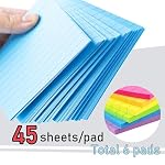 Lined Sticky Notes 4X6 in Bright Ruled Stickies Colorful Super Sticking Power Memo Pads, 45 Sheets/pad, 6 Pads/Pack - Image 4