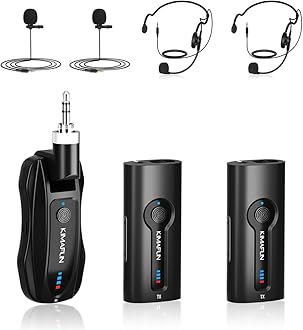 KIMAFUN Wireless Lavalier Microphone System, Wireless 2.4GHz Lapel Mics Handheld Mic 2 in 1 for Teaching, Teachers, Speech, Tour Guiding, Speaker, Amplifier, PA System, Broadcast, KM-G70(2TX1RX)