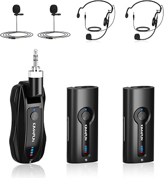 KIMAFUN Wireless Lavalier Microphone System, Wireless 2.4GHz Lapel Mics Handheld Mic 2 in 1 for Teaching, Teachers, Speech, Tour Guiding, Speaker, Amplifier, PA System, Broadcast, KM-G702TX1RX
