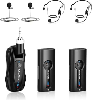 KIMAFUN 2.4G Drahtloses Headset und Lavalier Mikrofon für 2 Personen, Kabelloses Ansteckmikrofon Wireless für Verstärkung, Unterricht, Meetings, Interviews, Reden, Seminare, KM-G70 (2TX+1RX)