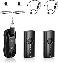 KIMAFUN 2.4G Wireless Headband and Tie Mic for 2 People, Wireless Lavalier Microphone for Classroom Teaching, Meeting, Interview, Speech, Seminar, KM-G70 (2TX+1RX)
