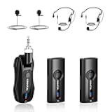 KIMAFUN Wireless Lavalier Microphone System, Wireless 2.4GHz Lapel Mics Handheld Mic 2 in 1 for Teaching, Teachers, Speech, Tour Guiding, Speaker, Amplifier, PA System, Broadcast, KM-G70(2TX1RX)