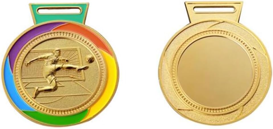 サッカーメダル、チャンピオンシップメタル名誉メダル、子供と大人用、チーム参加メダル、リボン付き、ショットオンゴールデザイン