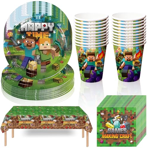 Sinmaklin All-in-One Party Kit for 20 Guests | 61-Piece Birthday Set with Tableware & Decorations Includes Plates, Cups, Napkins & Table Cover