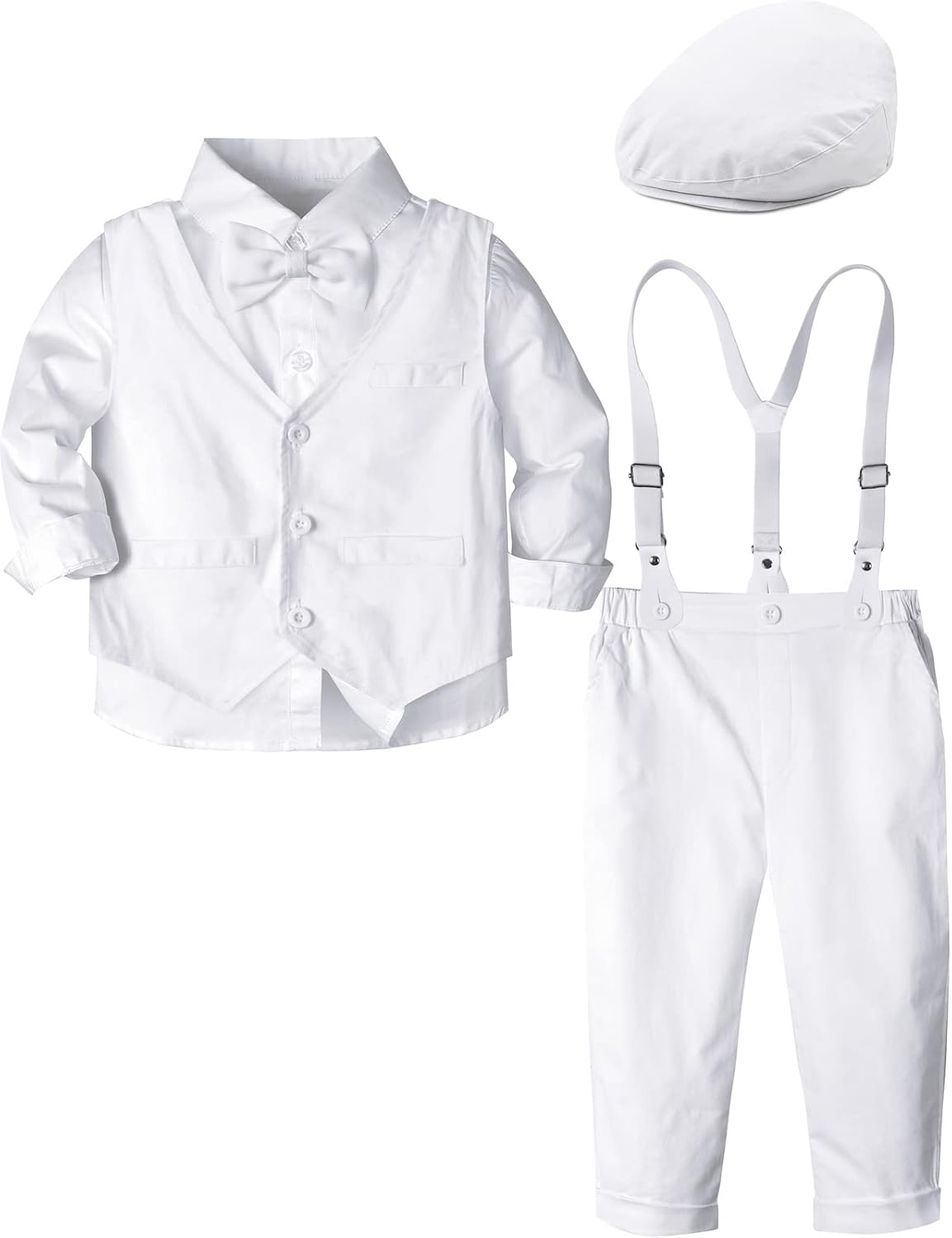 A&J DESIGN Baby Boys Formal Outfit Toddler Wedding Dress Clothes Kids Gentleman Suit Pants Set with Suspender