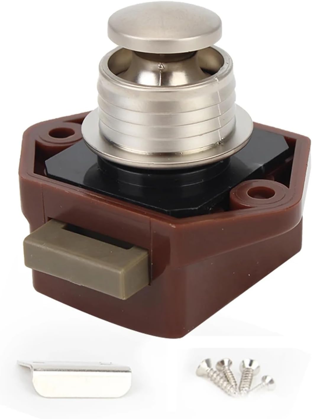 Diameter 20mm Camper Car Push Lock for Furniture Hardware RV Caravan Boat Drawer Latch Button Locks 1Pcs(Silver)