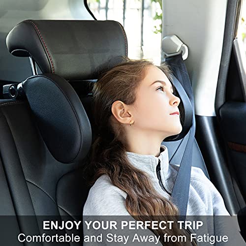 Ticarve Car Headrest Pillow, Car Seat Head Neck Supports, Car Seat Back Hanger Hook, Adjustable Both Side Travel Car Sleeping Pillow For Kids Adult (Black) #TOP2
