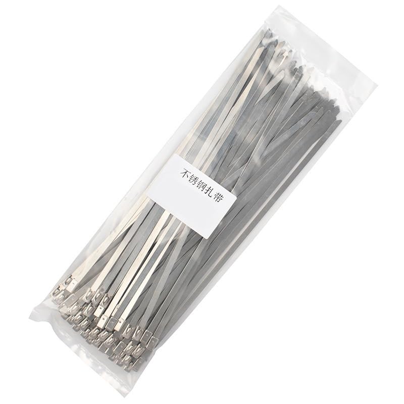 Opaski zaciskowe Opaski zaciskowe stalowe Opaski zaciskowe metalowe Stal nierdzewna Ca 7,9 Szerokość 100-1000 mm Opaski kablowe ze stali nierdzewnej 100 szt. Przewody Samoblokujące Zip-Exhaust Wielofu