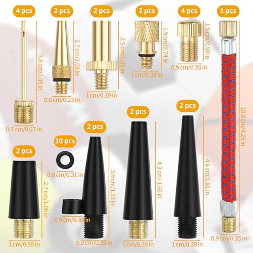 33PCS Bike Valve Adapter, Brass Schrader Valve Adapter Tools, Ball Pump Needle, Bike Tire Valve Pump Adapters, Valve Adapter Air Pump Needles for Bicycle Gym Balloon Swimming Ring Basketball - Thumbnail 2