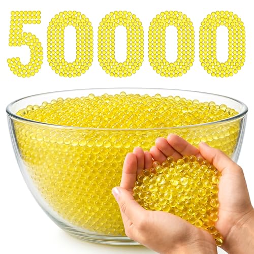 Image of Gel Balls 7-8mm Water Bullets for Blaster Gun, High Absorbent Water Beads Ammo, Non-Toxic Gel Blaster Refill Balls for Shooting Practice, Decoration & Play (Yellow, 50000)