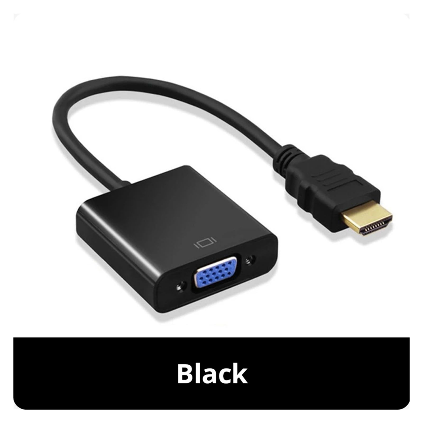 Adattatore da HDMI a VGA 1080P con alimentazione audio per computer portatile, proiettore (HDMI a VGA, nero)