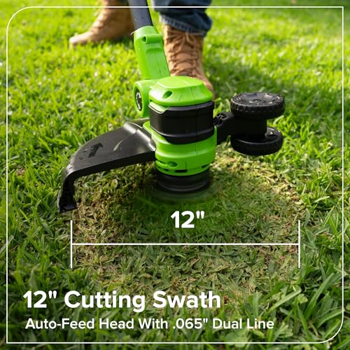Image of Greenworks 24V 12 inch Brushless String Trimmer, 2-in-1 Trimmer /Edger, Adjustable Shaft, 10 Plastic Blades, Lightweight 5.25lbs, 3-Year Warranty, Battery and Charger Not Included
