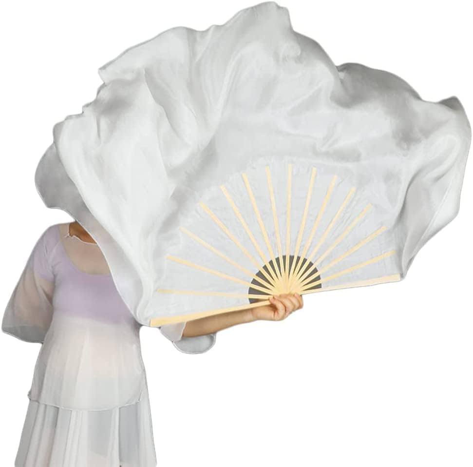 Dance Fan Performance Fan Gradually Changing Color Extended Classical Dance Belly Dance Festival Performance Props (Color : WhiteLeft) (Color : Whiteleft)(Whiteleft)