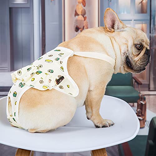 Image of QBLEEV Female Dog Diapers with Adjustable Suspenders, Escape Proof Diapers | Washable Sanitary Panties for Dogs in Heat or Incontinence, Reusable Period Underwear Onesie, Tail Hole & Stay on, Yellow, L