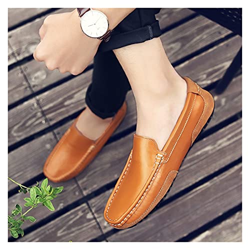 Mens Loafers Genuine Leather Round Toe Stitching Details Comfortable Slip Resistant Lightweight Anti-Slip Flexible Driving Casual Slip-on3