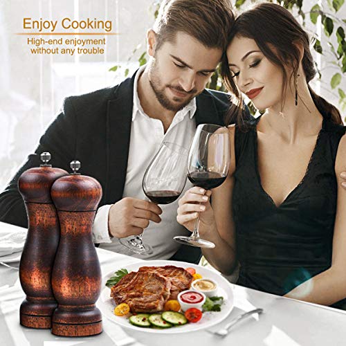 Salt And Pepper Grinder, Manual Wood Salt And Pepper Mill Set With Adjustable Coarseness Ceramic Grinder, Refillable Salt And Pepper Shakers, Fit For All Kinds Of Kitchen Spices, 5.5 Inch #TOP7