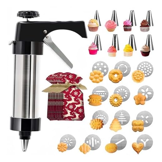 Stainless Steel Cookie Press Set, Cookie Press for Baking, Spritz Cookie Press Gun Kit with 13 Cookie Press Discs and 8 Icing Tips, Cookie Cutter Set for Home DIY Cookies Cake Decoration Baking Gifts