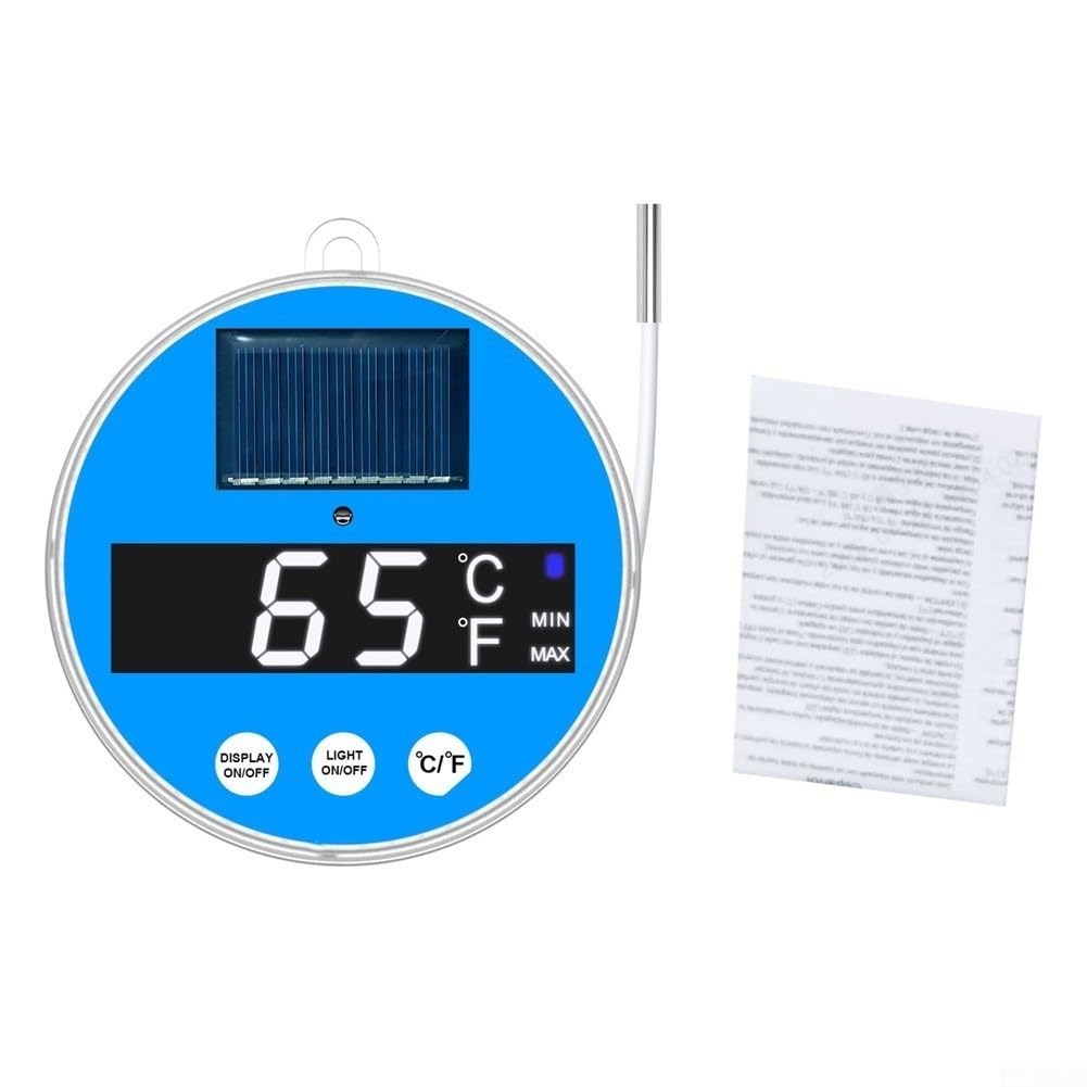 Floating Solar Pool Thermometer With LED Digital Screen And Color Indicator Lights, IPX7 Waterproof For Swimming Pools for Hot Springs And Aquariums