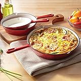BrylaneHome 3 Piece Cast Iron Enameled Skillet Set Cookware, Red