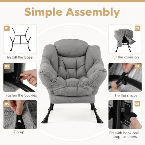Sillón Plegable Con Tela Tipo Sherpa Gris miniatura 7