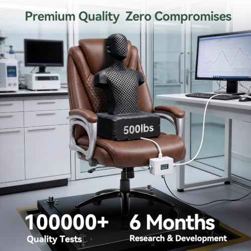 Image of Vogue Big and Tall Office Chair 500lbs Ergonomic PU Leather Lumbar Support